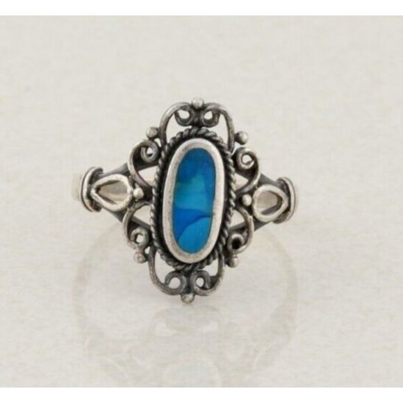 Sterling Silver Natural Turquoise Ring Size 8 - Picture 1 of 8